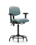 Vinyl Chair - High Bench Height with Round Tube Base, Seat Tilt, Adjustable Arms, & Stationary Glides in Storm Supernova Vinyl VHBCH-RT-T1-A1-RG-8822