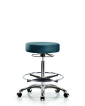 Vinyl Stool without Back Chrome - High Bench Height with Chrome Foot Ring & Casters in Marine Blue Supernova Vinyl VHBSO-CR-CF-CC-8801