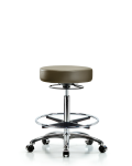 Vinyl Stool without Back Chrome - High Bench Height with Chrome Foot Ring & Casters in Taupe Supernova Vinyl VHBSO-CR-CF-CC-8809