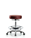 Vinyl Stool without Back Chrome - High Bench Height with Chrome Foot Ring & Casters in Taupe Supernova Vinyl VHBSO-CR-CF-CC-8815