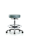 Vinyl Stool without Back Chrome - High Bench Height with Chrome Foot Ring & Casters in Storm Supernova Vinyl VHBSO-CR-CF-CC-8822
