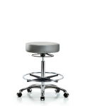 Vinyl Stool without Back Chrome - High Bench Height with Chrome Foot Ring & Casters in Sterling Supernova Vinyl VHBSO-CR-CF-CC-8840