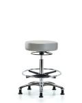 Vinyl Stool without Back Chrome - High Bench Height with Chrome Foot Ring & Stationary Glides in Dove Trailblazer Vinyl VHBSO-CR-CF-RG-8567