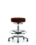 Vinyl Stool without Back Chrome - High Bench Height with Chrome Foot Ring & Stationary Glides in Burgundy Trailblazer Vinyl VHBSO-CR-CF-RG-8569