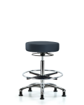 Vinyl Stool without Back Chrome - High Bench Height with Chrome Foot Ring & Stationary Glides in Imperial Blue Trailblazer Vinyl VHBSO-CR-CF-RG-8582