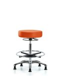 Vinyl Stool without Back Chrome - High Bench Height with Chrome Foot Ring & Stationary Glides in Orange Kist Trailblazer Vinyl VHBSO-CR-CF-RG-8613