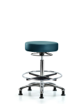 Vinyl Stool without Back Chrome - High Bench Height with Chrome Foot Ring & Stationary Glides in Marine Blue Supernova Vinyl VHBSO-CR-CF-RG-8801