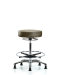 Vinyl Stool without Back Chrome - High Bench Height with Chrome Foot Ring & Stationary Glides in Taupe Supernova Vinyl VHBSO-CR-CF-RG-8809