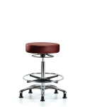 Vinyl Stool without Back Chrome - High Bench Height with Chrome Foot Ring & Stationary Glides in Taupe Supernova Vinyl VHBSO-CR-CF-RG-8815