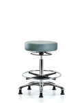 Vinyl Stool without Back Chrome - High Bench Height with Chrome Foot Ring & Stationary Glides in Storm Supernova Vinyl VHBSO-CR-CF-RG-8822