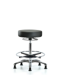 Vinyl Stool without Back Chrome - High Bench Height with Chrome Foot Ring & Stationary Glides in Carbon Supernova Vinyl VHBSO-CR-CF-RG-8823