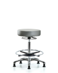 Vinyl Stool without Back Chrome - High Bench Height with Chrome Foot Ring & Stationary Glides in Sterling Supernova Vinyl VHBSO-CR-CF-RG-8840