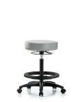 Vinyl Stool without Back - High Bench Height with Black Foot Ring & Casters in Dove Trailblazer Vinyl VHBSO-RG-BF-RC-8567