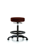 Vinyl Stool without Back - High Bench Height with Black Foot Ring & Casters in Burgundy Trailblazer Vinyl VHBSO-RG-BF-RC-8569