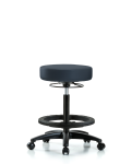 Vinyl Stool without Back - High Bench Height with Black Foot Ring & Casters in Imperial Blue Trailblazer Vinyl VHBSO-RG-BF-RC-8582