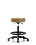 Vinyl Stool without Back - High Bench Height with Black Foot Ring & Casters in Taupe Trailblazer Vinyl VHBSO-RG-BF-RC-8584