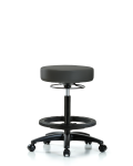 Vinyl Stool without Back - High Bench Height with Black Foot Ring & Casters in Charcoal Trailblazer Vinyl VHBSO-RG-BF-RC-8605
