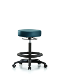 Vinyl Stool without Back - High Bench Height with Black Foot Ring & Casters in Marine Blue Supernova Vinyl VHBSO-RG-BF-RC-8801