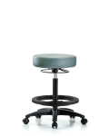 Vinyl Stool without Back - High Bench Height with Black Foot Ring & Casters in Storm Supernova Vinyl VHBSO-RG-BF-RC-8822
