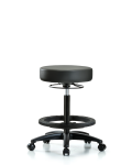 Vinyl Stool without Back - High Bench Height with Black Foot Ring & Casters in Carbon Supernova Vinyl VHBSO-RG-BF-RC-8823