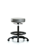 Vinyl Stool without Back - High Bench Height with Black Foot Ring & Casters in Sterling Supernova Vinyl VHBSO-RG-BF-RC-8840