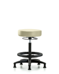 Vinyl Stool without Back - High Bench Height with Black Foot Ring & Stationary Glides in Adobe White Trailblazer Vinyl VHBSO-RG-BF-RG-8501