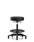 Vinyl Stool without Back - High Bench Height with Black Foot Ring & Stationary Glides in Black Trailblazer Vinyl VHBSO-RG-BF-RG-8540