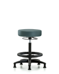 Vinyl Stool without Back - High Bench Height with Black Foot Ring & Stationary Glides in Colonial Blue Trailblazer Vinyl VHBSO-RG-BF-RG-8546