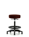 Vinyl Stool without Back - High Bench Height with Black Foot Ring & Stationary Glides in Burgundy Trailblazer Vinyl VHBSO-RG-BF-RG-8569
