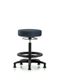 Vinyl Stool without Back - High Bench Height with Black Foot Ring & Stationary Glides in Imperial Blue Trailblazer Vinyl VHBSO-RG-BF-RG-8582