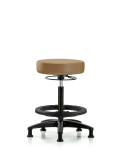 Vinyl Stool without Back - High Bench Height with Black Foot Ring & Stationary Glides in Taupe Trailblazer Vinyl VHBSO-RG-BF-RG-8584