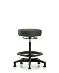 Vinyl Stool without Back - High Bench Height with Black Foot Ring & Stationary Glides in Charcoal Trailblazer Vinyl VHBSO-RG-BF-RG-8605