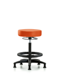 Vinyl Stool without Back - High Bench Height with Black Foot Ring & Stationary Glides in Orange Kist Trailblazer Vinyl VHBSO-RG-BF-RG-8613