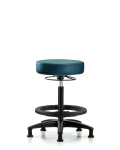 Vinyl Stool without Back - High Bench Height with Black Foot Ring & Stationary Glides in Marine Blue Supernova Vinyl VHBSO-RG-BF-RG-8801