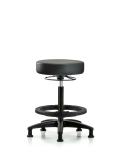 Vinyl Stool without Back - High Bench Height with Black Foot Ring & Stationary Glides in Carbon Supernova Vinyl VHBSO-RG-BF-RG-8823