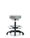 Vinyl Stool without Back - High Bench Height with Chrome Foot Ring & Casters in Dove Trailblazer Vinyl VHBSO-RG-CF-RC-8567