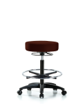 Vinyl Stool without Back - High Bench Height with Chrome Foot Ring & Casters in Burgundy Trailblazer Vinyl VHBSO-RG-CF-RC-8569