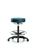 Vinyl Stool without Back - High Bench Height with Chrome Foot Ring & Casters in Marine Blue Supernova Vinyl VHBSO-RG-CF-RC-8801