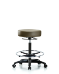 Vinyl Stool without Back - High Bench Height with Chrome Foot Ring & Casters in Taupe Supernova Vinyl VHBSO-RG-CF-RC-8809