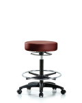 Vinyl Stool without Back - High Bench Height with Chrome Foot Ring & Casters in Taupe Supernova Vinyl VHBSO-RG-CF-RC-8815