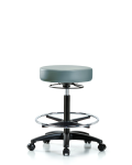 Vinyl Stool without Back - High Bench Height with Chrome Foot Ring & Casters in Storm Supernova Vinyl VHBSO-RG-CF-RC-8822