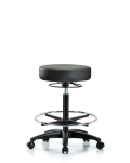Vinyl Stool without Back - High Bench Height with Chrome Foot Ring & Casters in Carbon Supernova Vinyl VHBSO-RG-CF-RC-8823