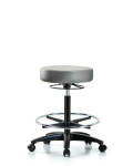 Vinyl Stool without Back - High Bench Height with Chrome Foot Ring & Casters in Sterling Supernova Vinyl VHBSO-RG-CF-RC-8840