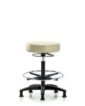 Vinyl Stool without Back - High Bench Height with Chrome Foot Ring & Stationary Glides in Adobe White Trailblazer Vinyl VHBSO-RG-CF-RG-8501