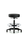 Vinyl Stool without Back - High Bench Height with Chrome Foot Ring & Stationary Glides in Black Trailblazer Vinyl VHBSO-RG-CF-RG-8540