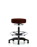 Vinyl Stool without Back - High Bench Height with Chrome Foot Ring & Stationary Glides in Colonial Blue Trailblazer Vinyl VHBSO-RG-CF-RG-8546
