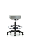 Vinyl Stool without Back - High Bench Height with Chrome Foot Ring & Stationary Glides in Dove Trailblazer Vinyl VHBSO-RG-CF-RG-8567