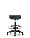Vinyl Stool without Back - High Bench Height with Chrome Foot Ring & Stationary Glides in Imperial Blue Trailblazer Vinyl VHBSO-RG-CF-RG-8582