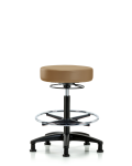 Vinyl Stool without Back - High Bench Height with Chrome Foot Ring & Stationary Glides in Taupe Trailblazer Vinyl VHBSO-RG-CF-RG-8584