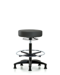 Vinyl Stool without Back - High Bench Height with Chrome Foot Ring & Stationary Glides in Charcoal Trailblazer Vinyl VHBSO-RG-CF-RG-8605